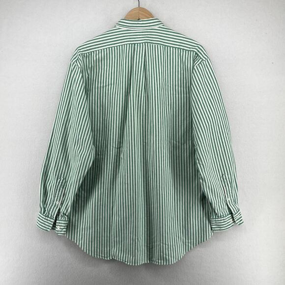 POLO RALPH LAUREN Shirt Men L Awning Striped Canvas Cotton Button Up Green Vtg - Picture 6 of 13